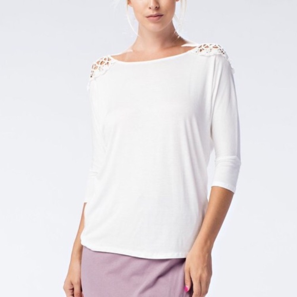 Shirt with lace embroidered accents